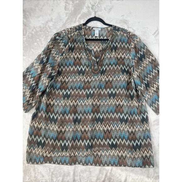 Women’s Catherine’s Blouse Multicolored Beaded Plus Size 3X - Picture 6 of 12